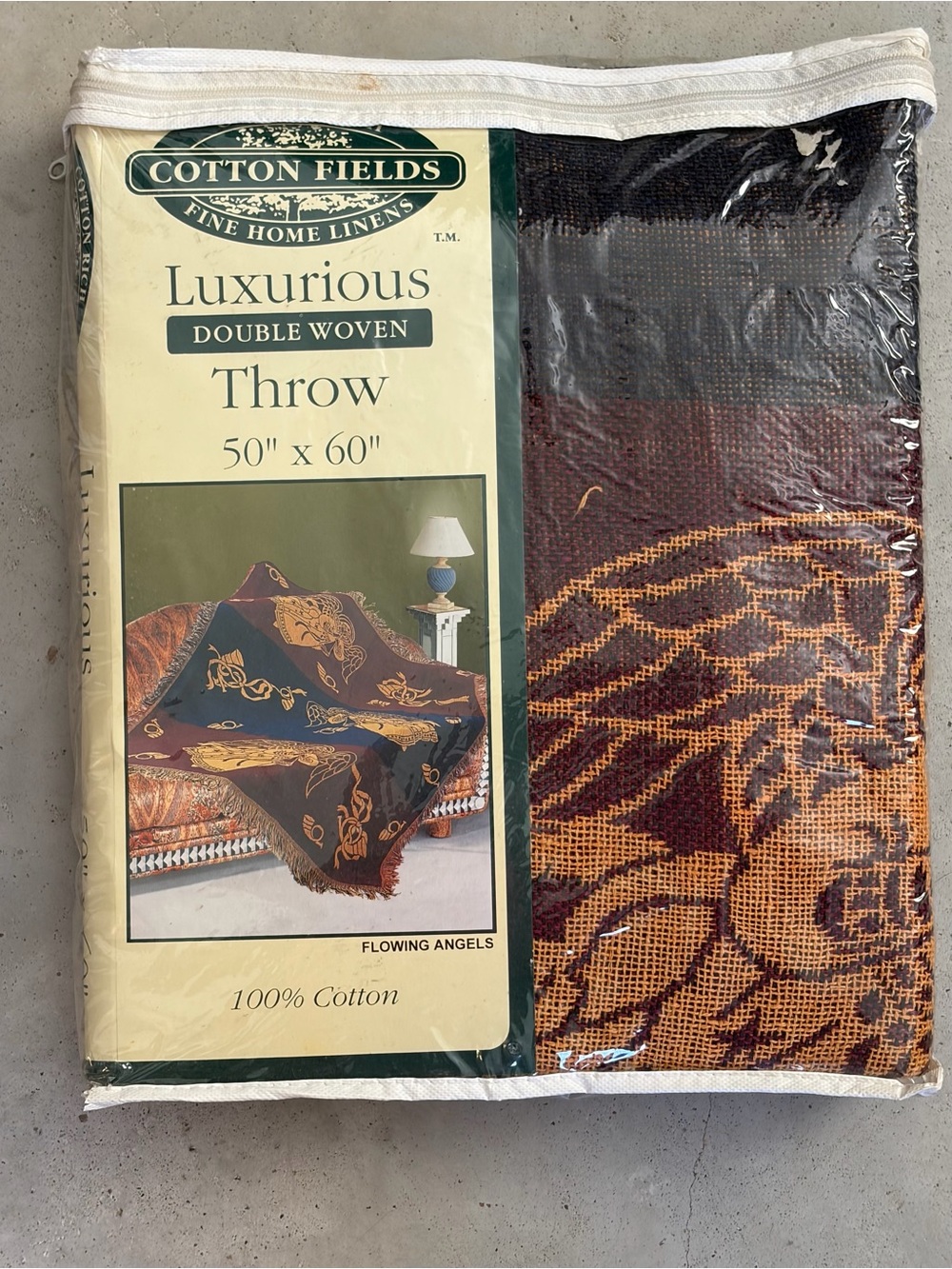 Cotton Fields Flowing Angels Woven Tapestry Throw Blanket 50x60 NIP